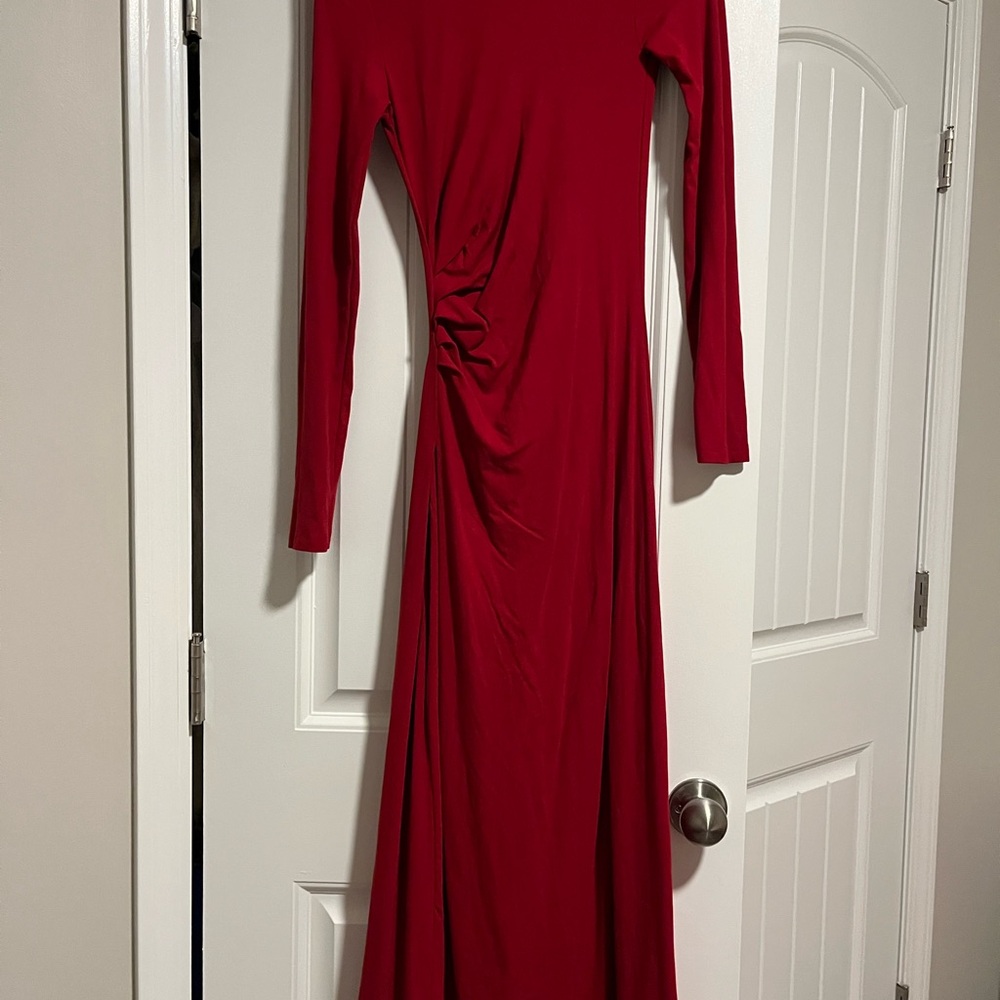 Elegant Red Long Sleeve Dress